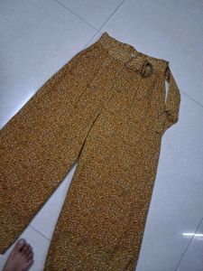 Stylish Yellow Printed Wide Leg Pants