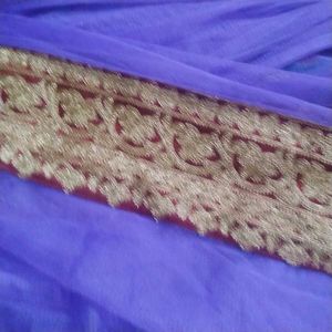 Purple brocade Lehenga saree By Neena Sehgal