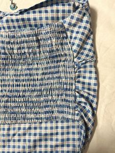Blue Plaid Twist Top