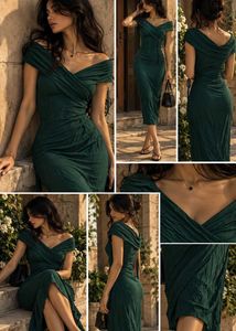 5429. Elegant Green Wrap Dress
