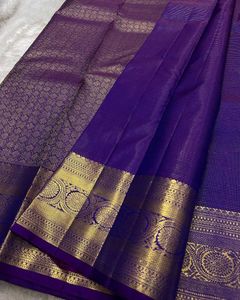 Royal Purple Saree with Gold Border