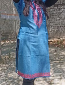 Denim Kurti with Embroidery