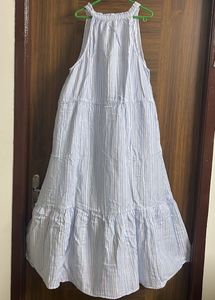 Blue Striped Midi Dress