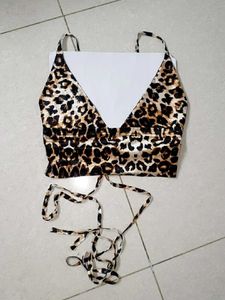 Leopard Print Tie-Up Crop Top no 125
