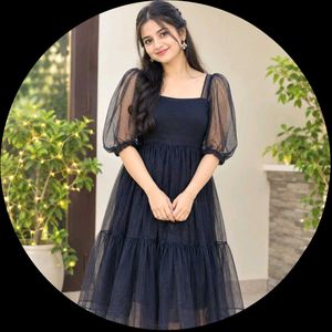 Elegant Black Mesh Puff Sleeve Dress