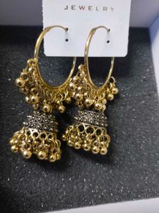 Gold Jhumka Earrings