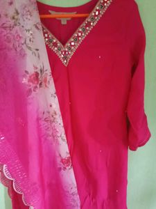 Anouk Pink Ethnic Motifs Yoke Design Thread Work S