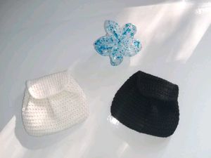 Handmade Crochet Mini Pouch | Black &amp; White |