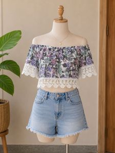 Off-Shoulder Floral Lace Top
