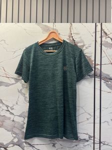 Men's Dark Green Textured T-Shirt