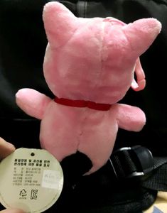 MONK cute pink dog plush keychain
