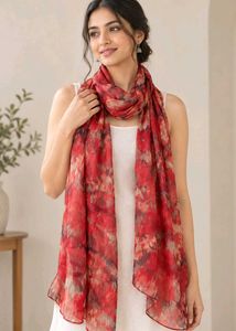 Vibrant Red Abstract Print Scarf