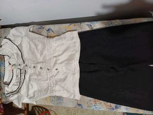 Chic White Top &amp; Black Pants Set