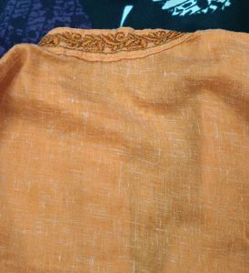 Men's Orange Embroidered Kurta