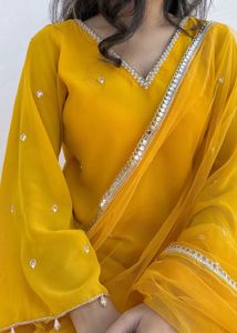 Yellow Brand New Alain’s Embroidered Designer Set