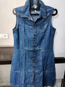 Sleeveless Denim Midi Dress