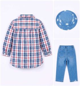 Trendy 3-Piece Girls Clothing Set (Long Check Top