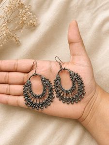 Oxidized Silver Jhumka Earrings