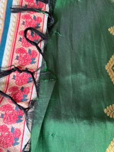 Elegant Green Saree with Gold Border
