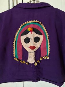 Vibrant Purple Ethnic Padded Blouse with Tassels