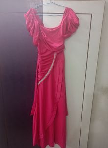 Vibrant Pink Off-Shoulder Dress