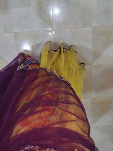 yellow and purple beautiful lehnga