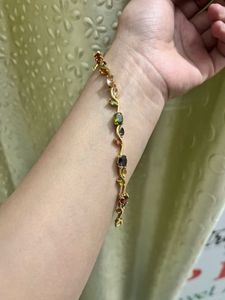 Elegant Gemstone &amp; Gold-Tone Bracelet