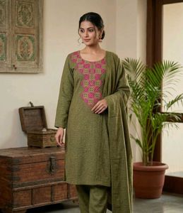New Woollen Suit Material With Embroidery
