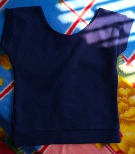 Casual Navy Blue Crop T-Shirt