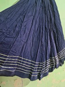 Navy Blue Ethnic Blouse with Silver Stripes