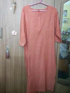 Orange Textured Kurta