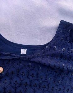 Stunning Navy Blue Sequined Kurta