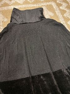 Elegant Black Turtleneck Velvet Dress
