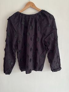 Black embroidered  Long Sleeve Top