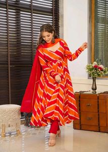 ATTRACTIVE ANARKALI ORANGE SUIT SET