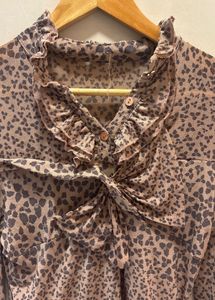 Chic Printed Imported Mesh Top