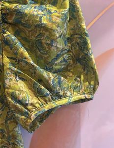 Green Floral Puff Sleeve Dress