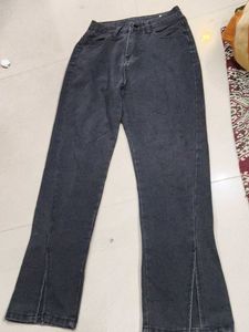 Stylish Black Denim Jeans with Side Slits