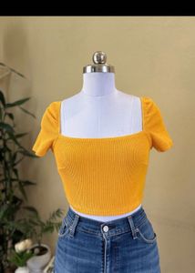 H&M Cute Orange Square Neck Crop Top