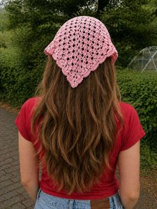 Crocheted Pink Bandana Scarf