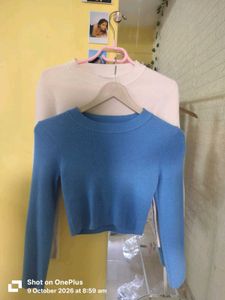Zara Cropped Knit Sweater (blue)