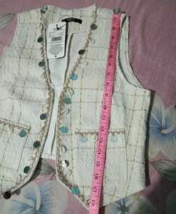 Chic Tweed Embellished Vest