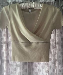 Stylish Beige Wrap Top