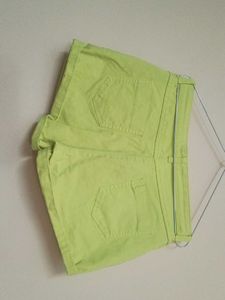Lime Green denim Shorts by ginger