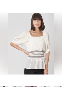 Vero Moda Women White &amp; BlackStriped Cinched Waist