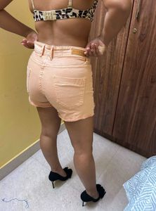 cute peach Denim shorts