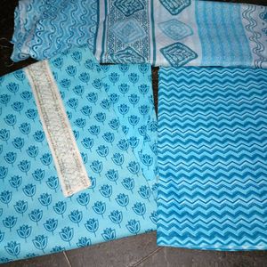 Light Blue Printed Kurta Fabric Set