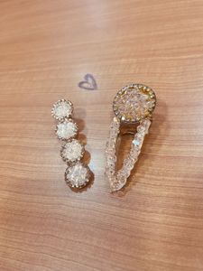 Sparkling Pink Crystal Hair Clips Set