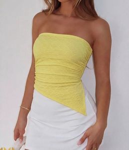 SAVANA Yellow Lace Tube Top
