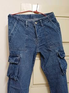 Blue Denim Cargo Jeans